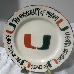 Source Unknown Miami Spirit Ceramic Plate - Orange and Green